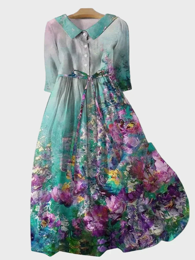 Robe Fleurie avec Motif Dégradé