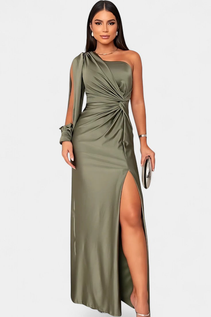 Robe Asymétrique Andrea avec Drapé sur une Épaule