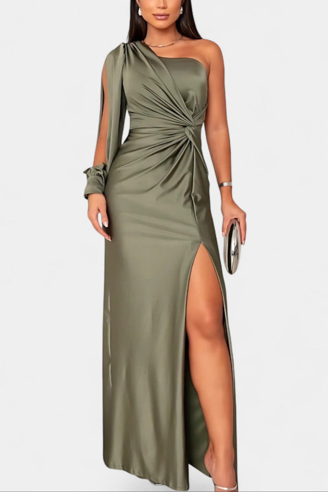 Robe Asymétrique Andrea avec Drapé sur une Épaule