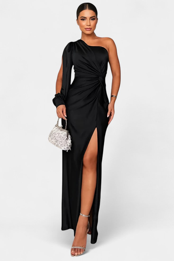 Robe Asymétrique Andrea avec Drapé sur une Épaule