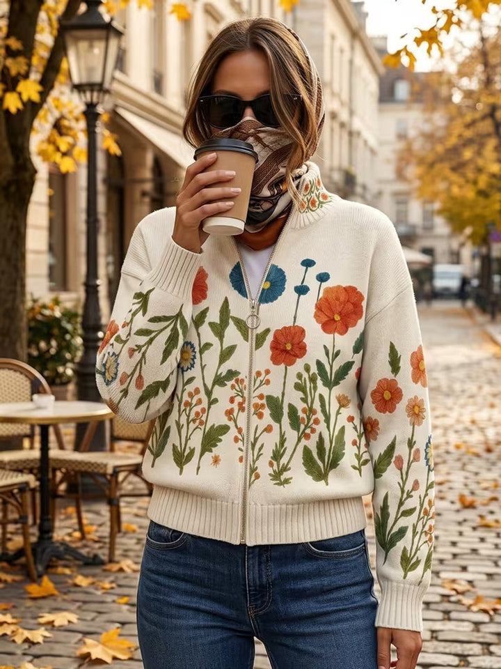 Juniper | Cardigan zippé en champ de fleurs sauvages
