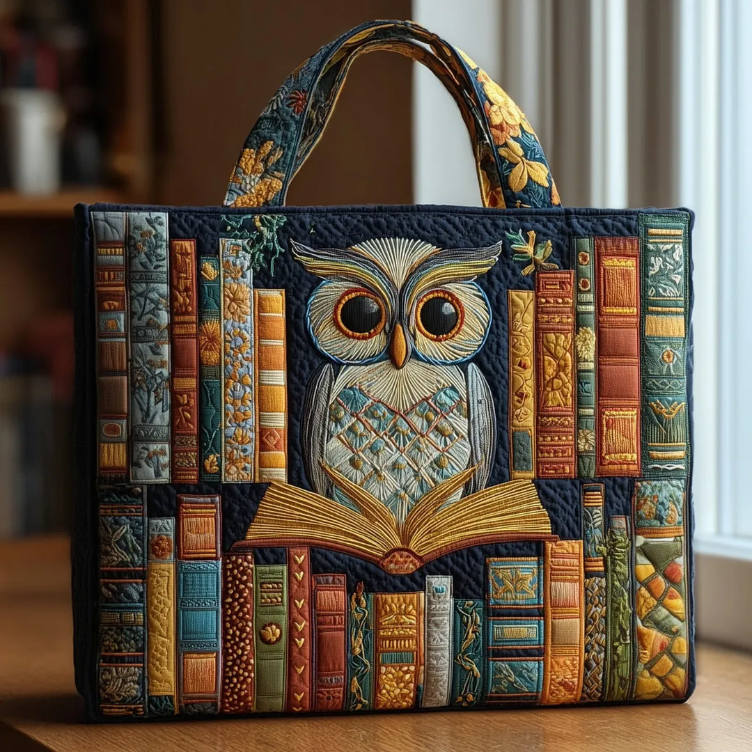 Sac en Tissu Artisanal - Hibou et Livres Vintage