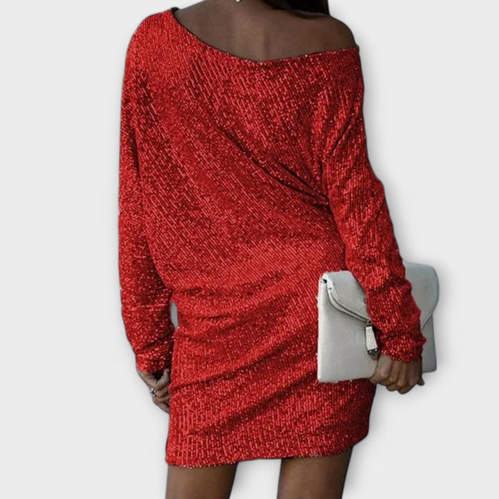 Jéssica – Robe Brillante à Épaules Dénudées