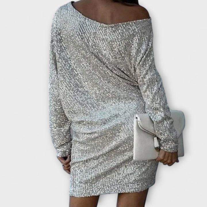 Jéssica – Robe Brillante à Épaules Dénudées
