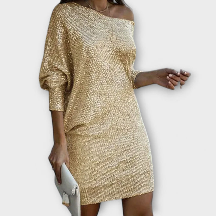 Jéssica – Robe Brillante à Épaules Dénudées