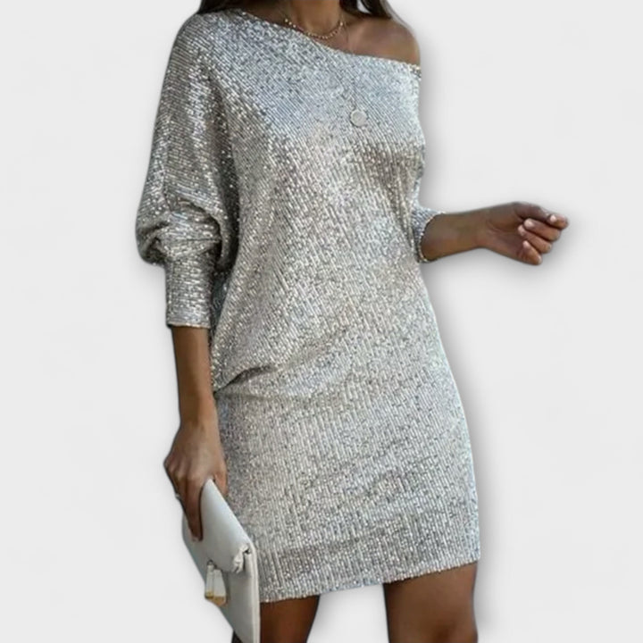 Jéssica – Robe Brillante à Épaules Dénudées