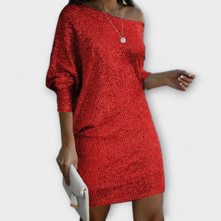 Jéssica – Robe Brillante à Épaules Dénudées