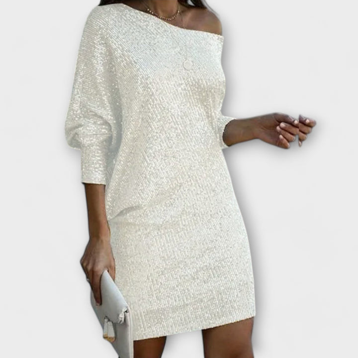 Jéssica – Robe Brillante à Épaules Dénudées
