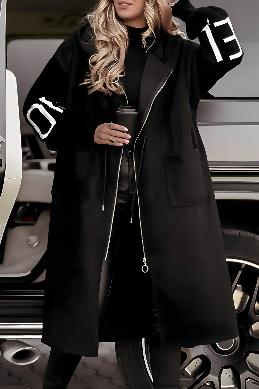 Éléna | Manteau long zippé à capuche