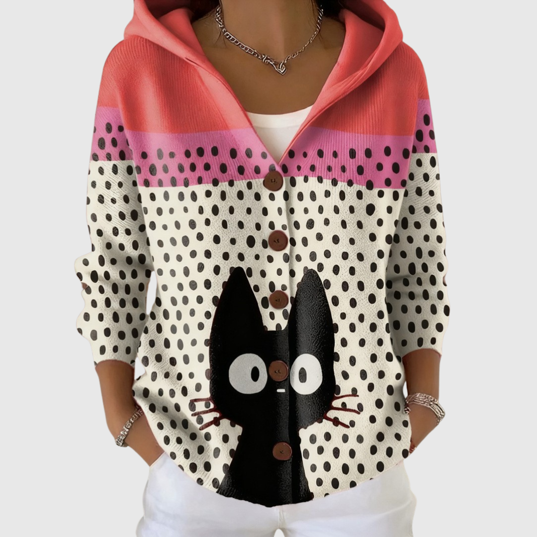 Cardigan Confortable avec Capuche en Maille