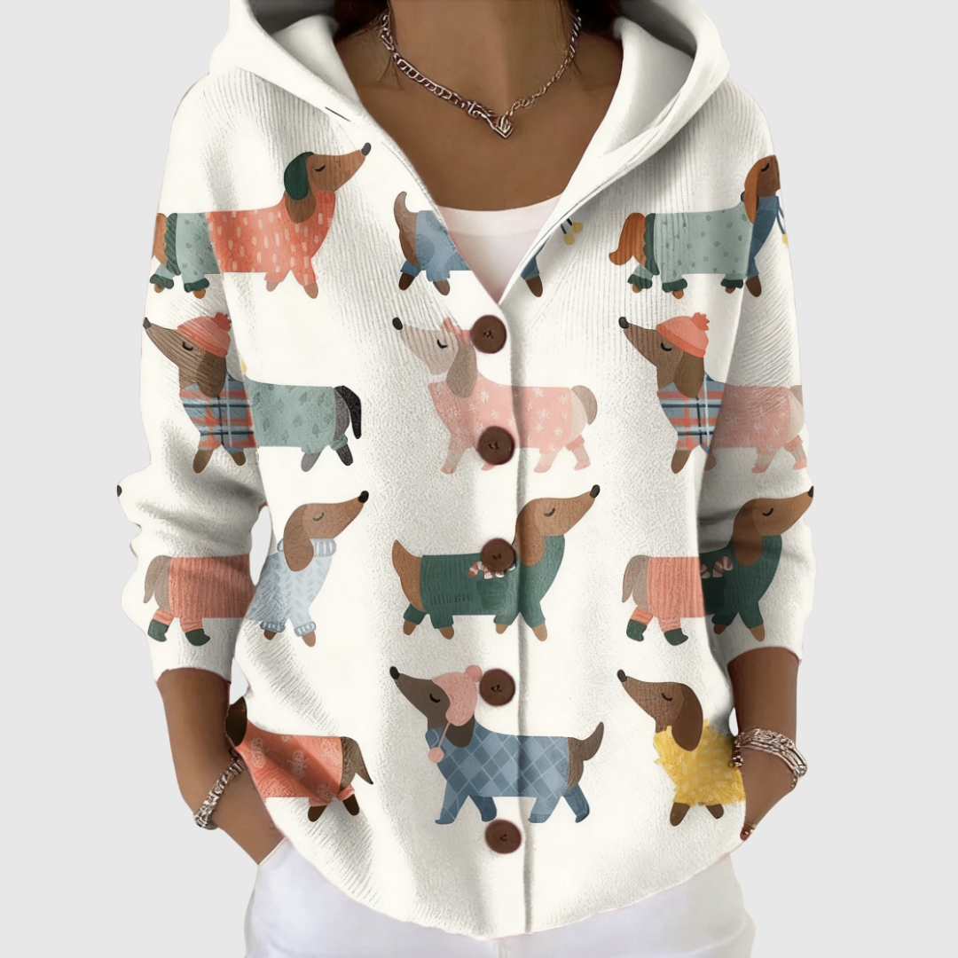 Cardigan Confortable avec Capuche en Maille