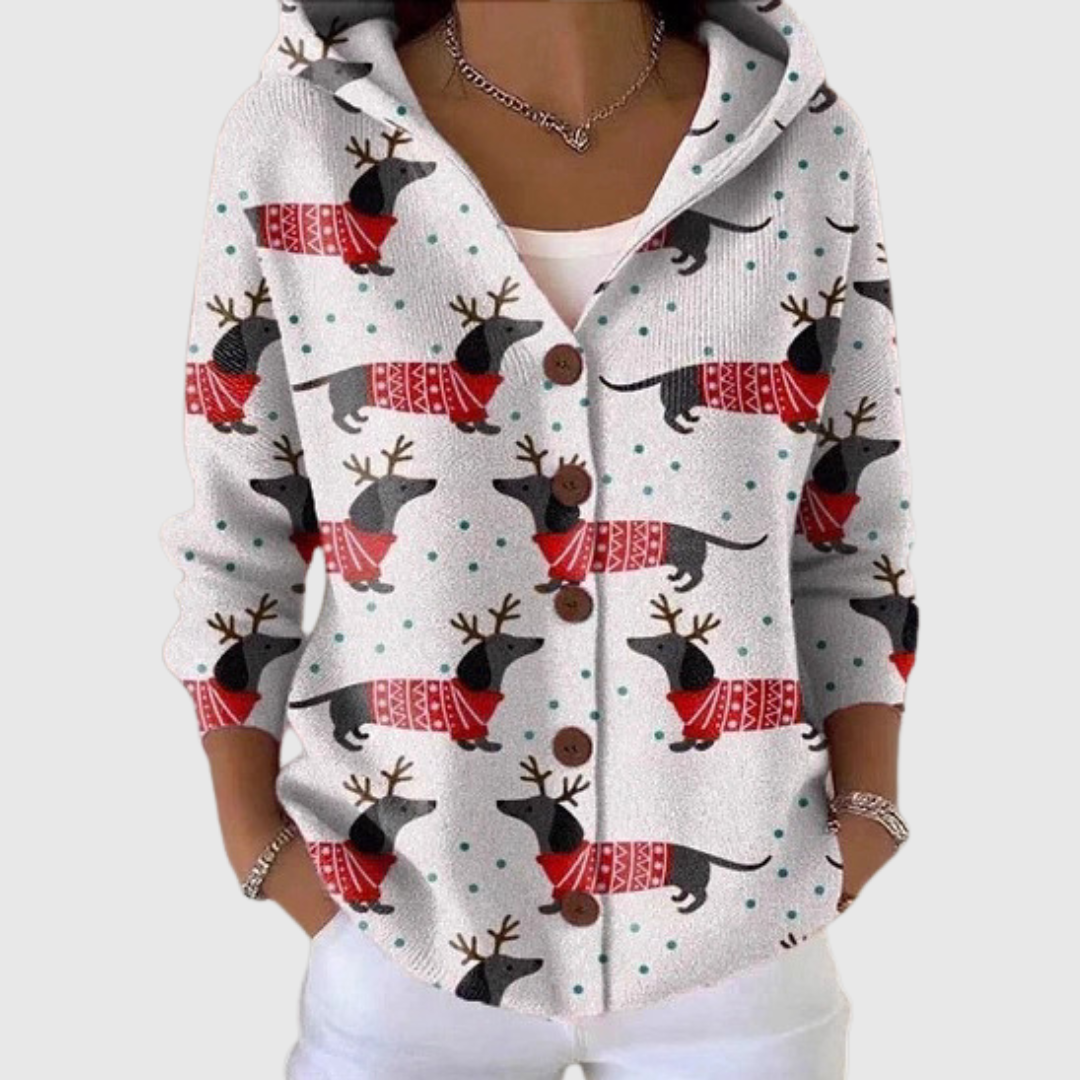 Cardigan Confortable avec Capuche en Maille