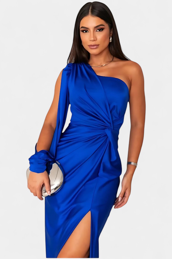 Gabrijela Robe Asymétrique avec Drapé sur une Épaule