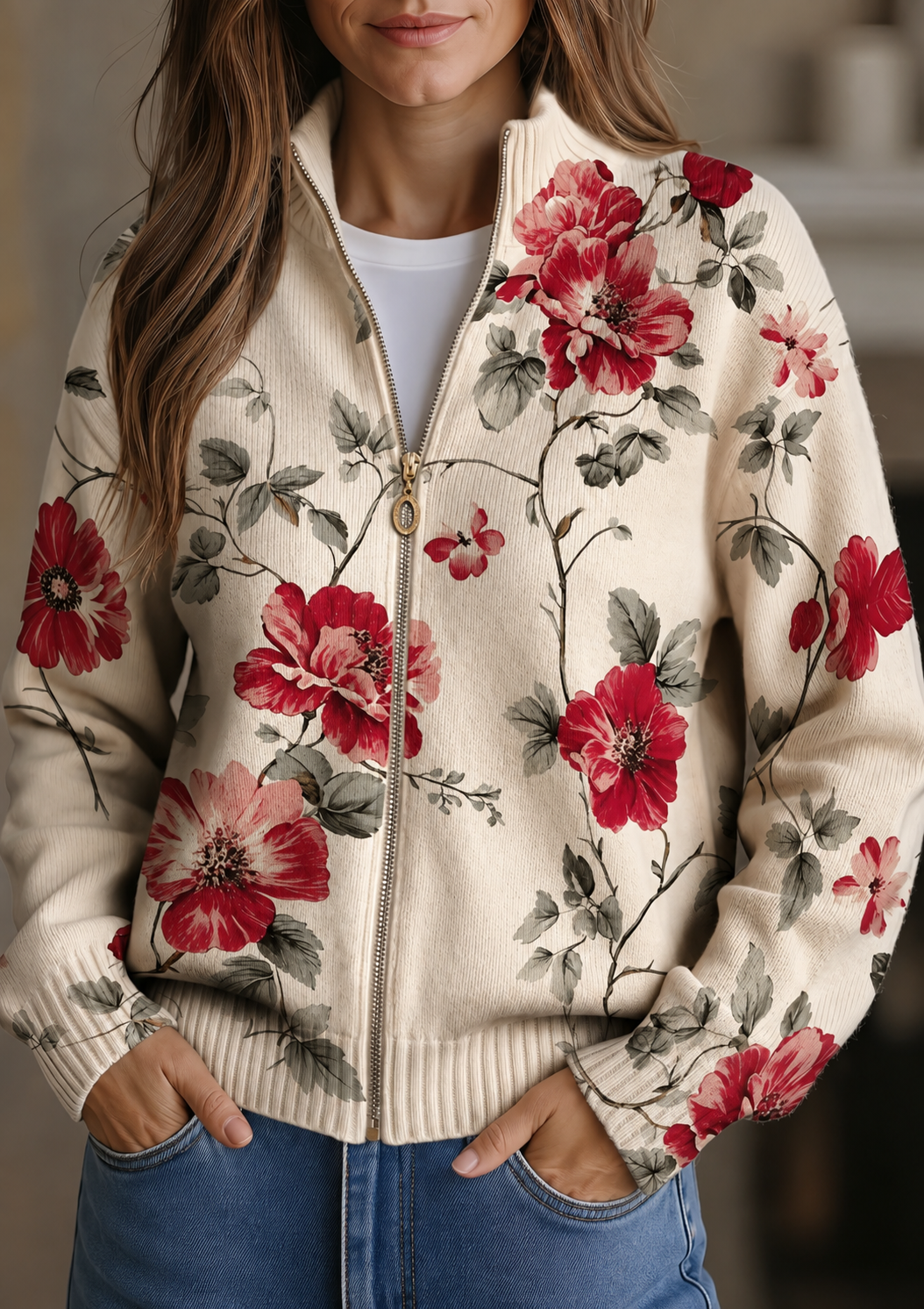 Wilhelmine | Cardigan zippé floral vintage
