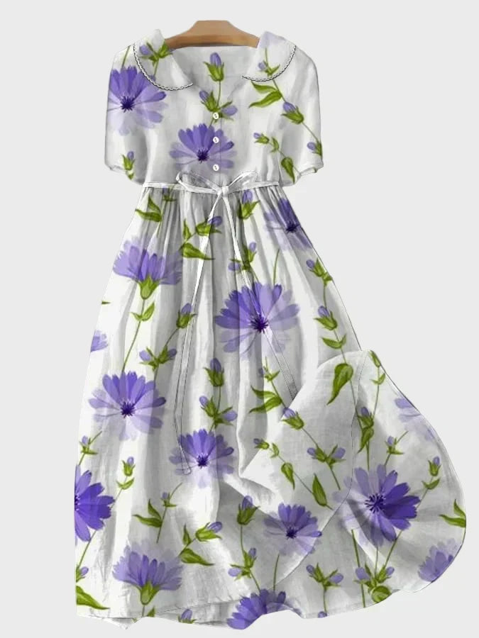 Robe Maxi à Fleurs Couleur Lavande