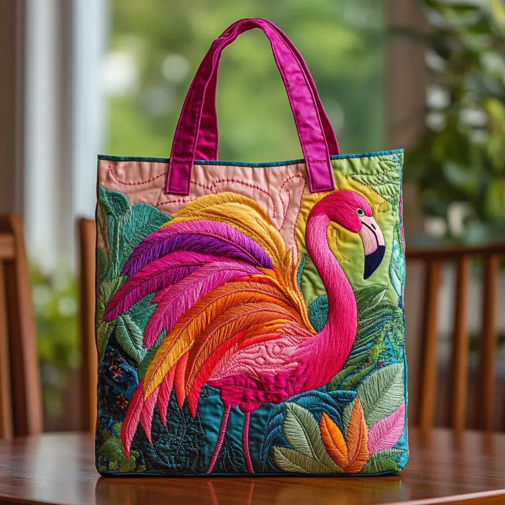 Sac tote rembourré - Flamant arc-en-ciel