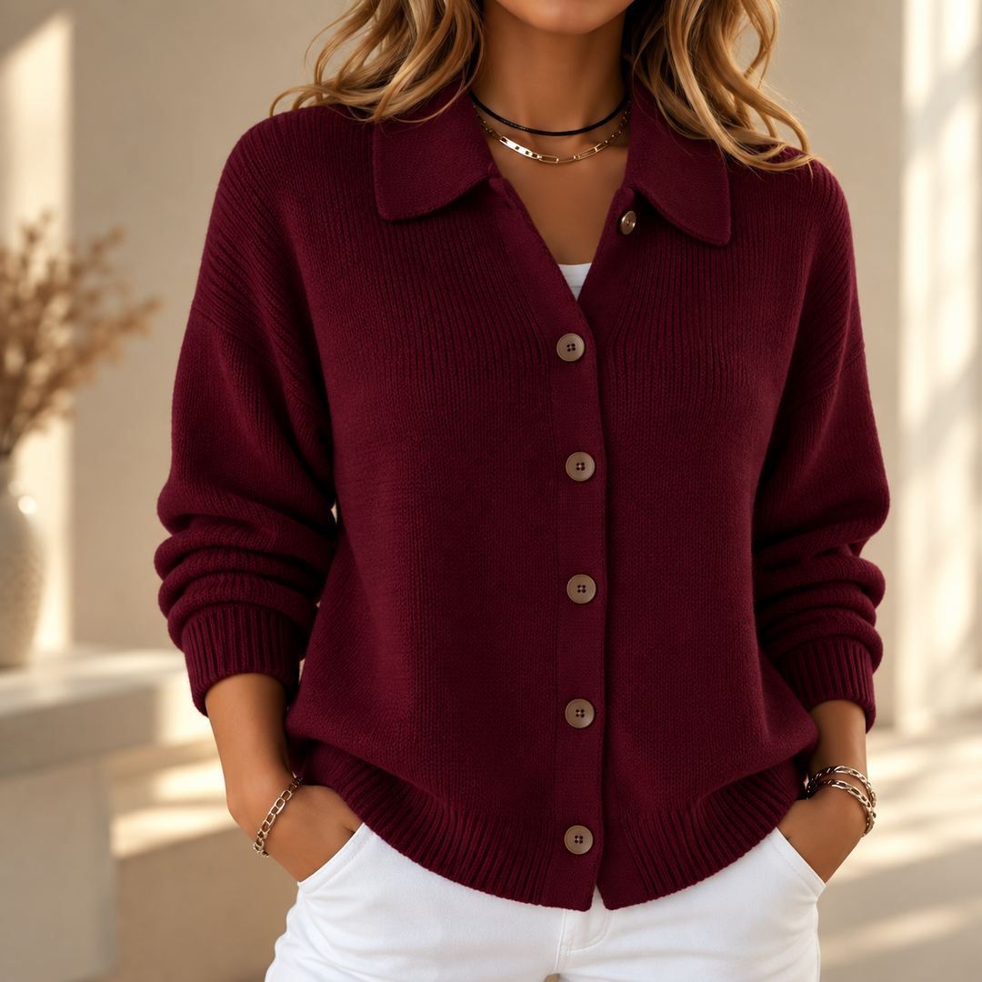 Françoise | Veste en tricot avec col et boutons