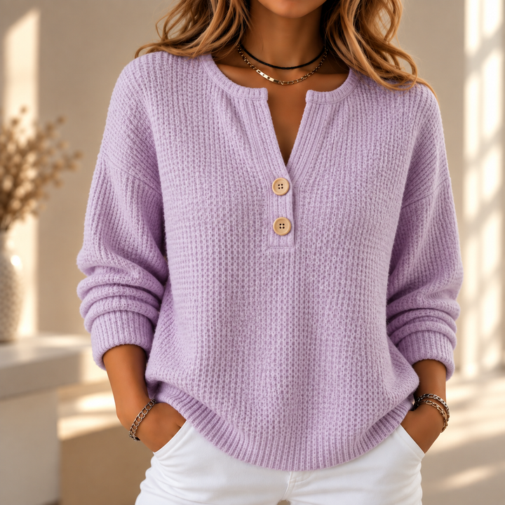 Lucie | Haut Henley gaufré à boutons