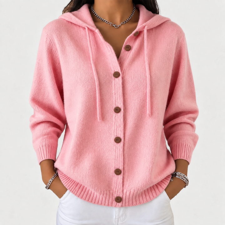 Éloïse | Veste en tricot avec capuche et boutons
