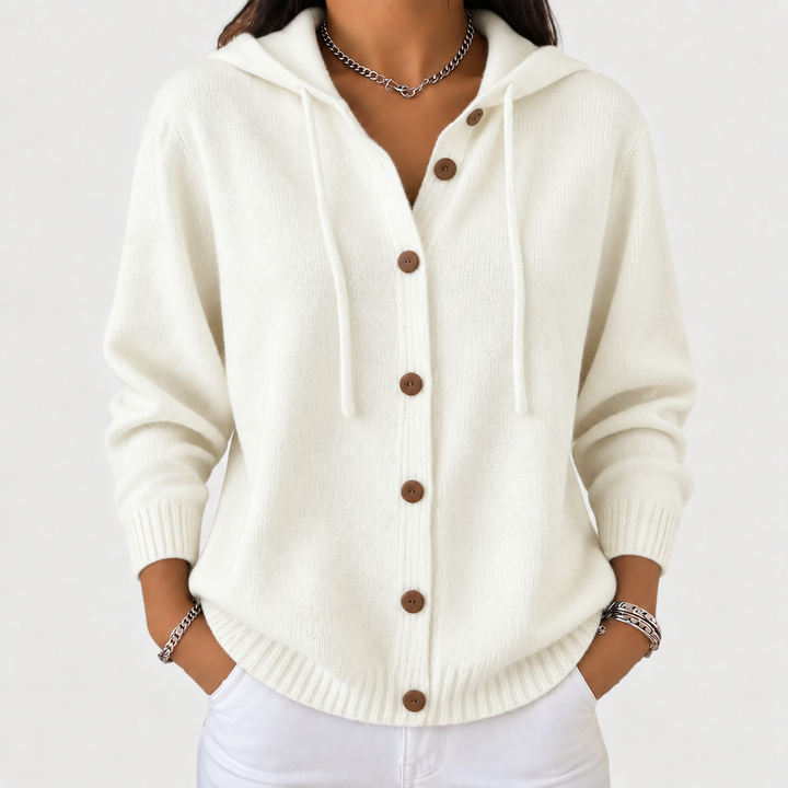Éloïse | Veste en tricot avec capuche et boutons