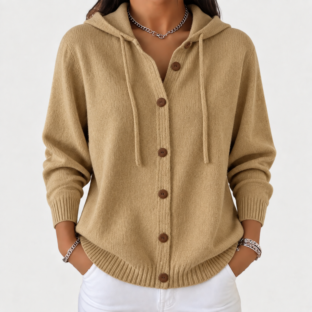 Éloïse | Veste en tricot avec capuche et boutons