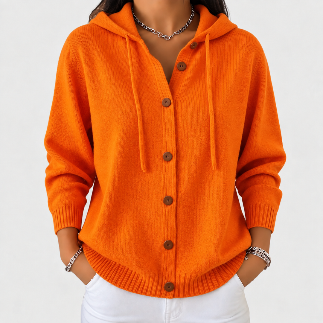 Éloïse | Veste en tricot avec capuche et boutons