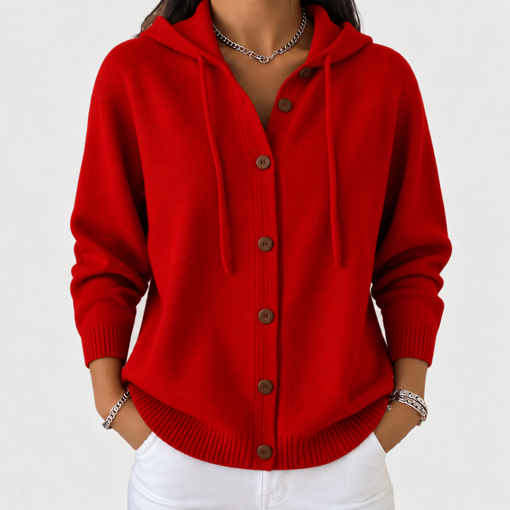 Éloïse | Veste en tricot avec capuche et boutons