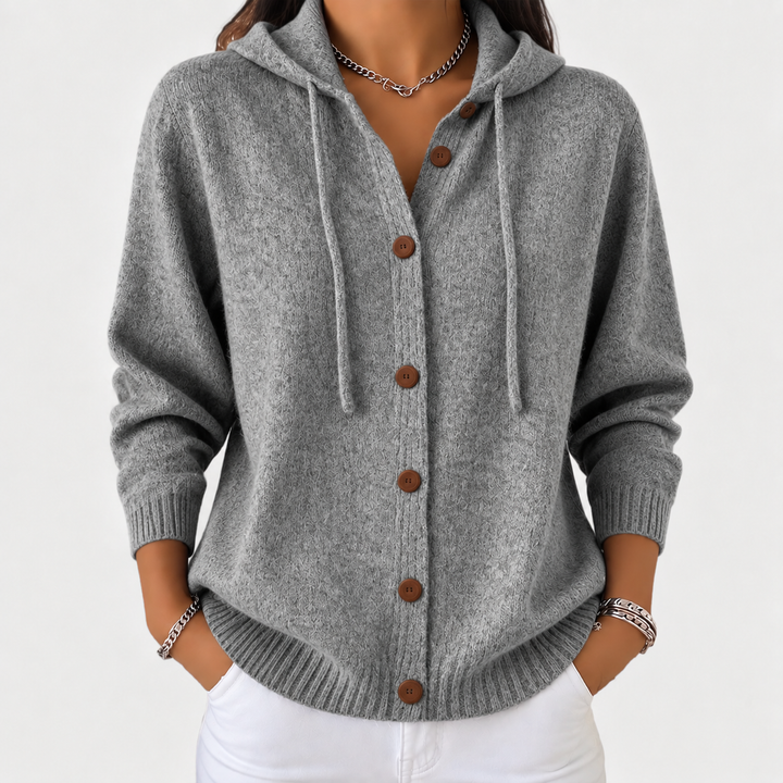 Éloïse | Veste en tricot avec capuche et boutons
