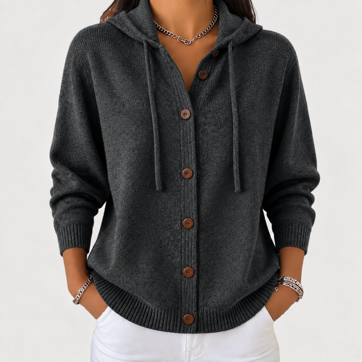 Éloïse | Veste en tricot avec capuche et boutons