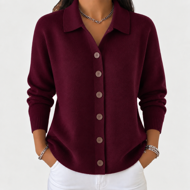 Françoise | Veste en tricot avec col et boutons