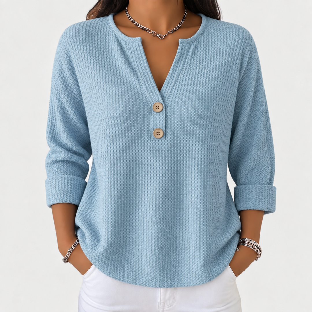 Lucie | Haut Henley gaufré à boutons