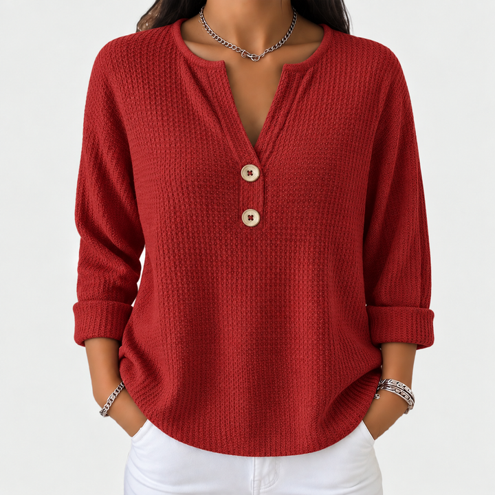 Lucie | Haut Henley gaufré à boutons