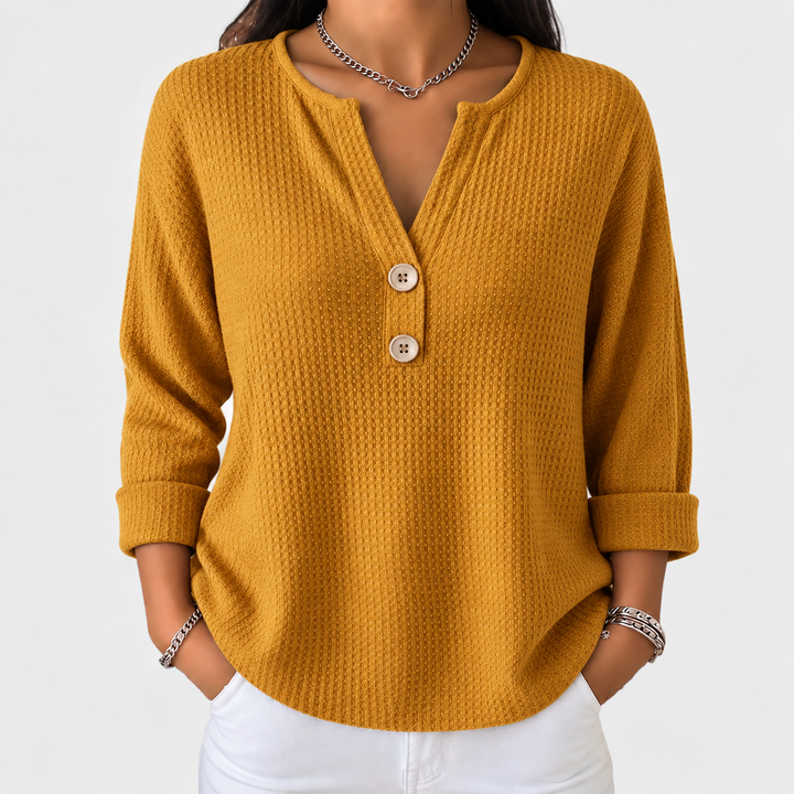 Lucie | Haut Henley gaufré à boutons