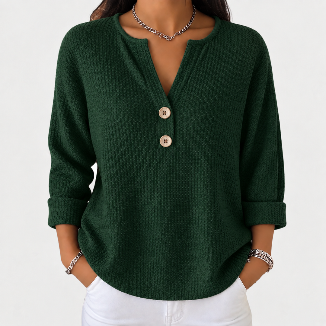 Lucie | Haut Henley gaufré à boutons