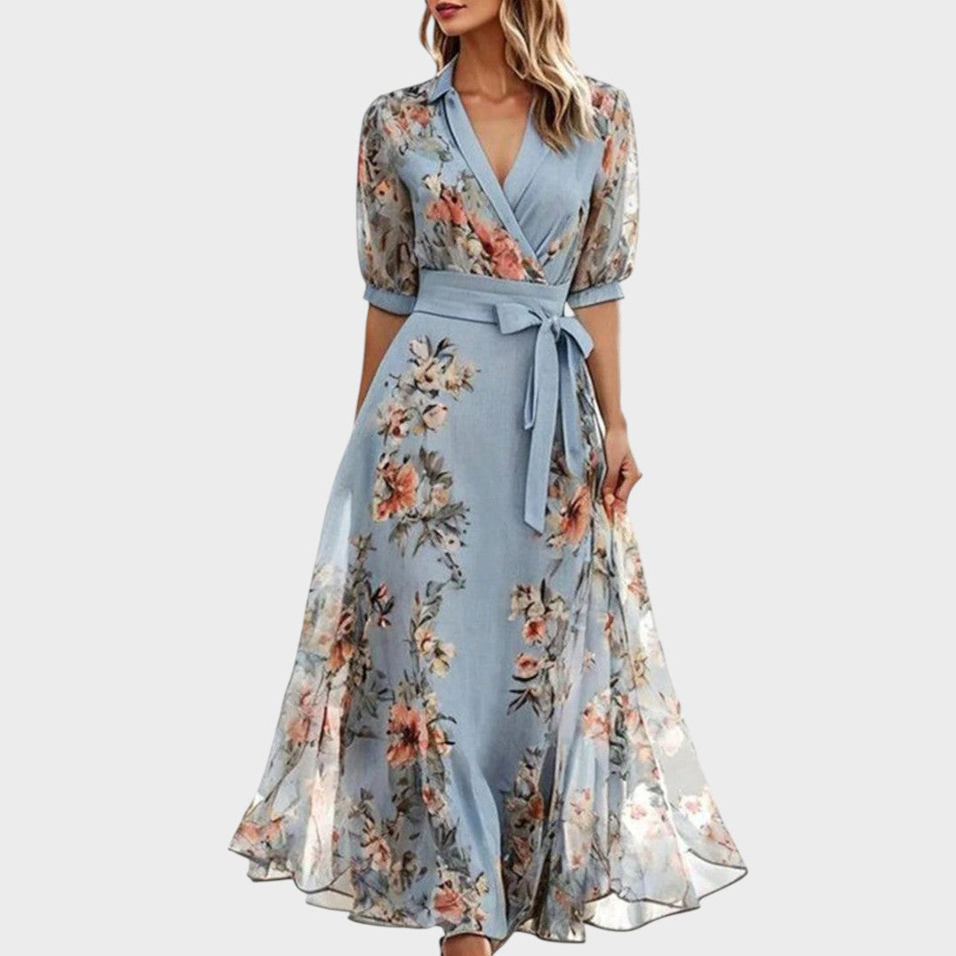 Nika - Robe midi florale avec décolleté en V
