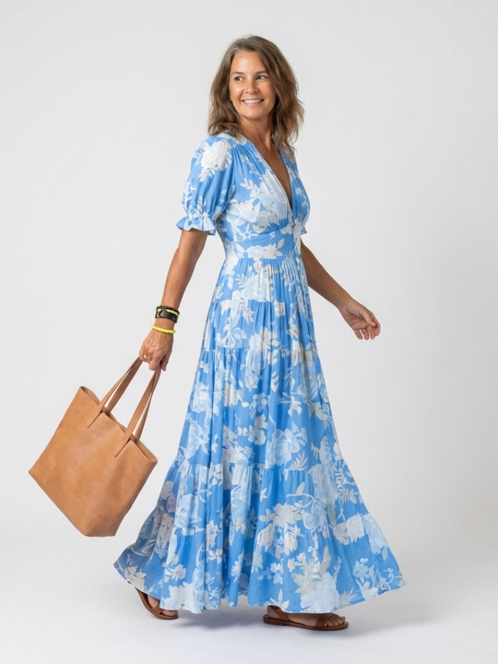 Matylda – Lehkavé maxi šaty s elegantním výstřihem