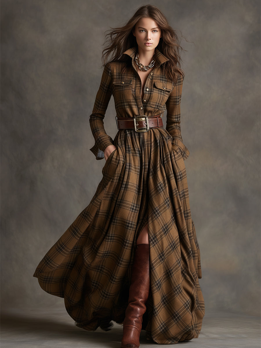 Elena - Chemise-robe à carreaux