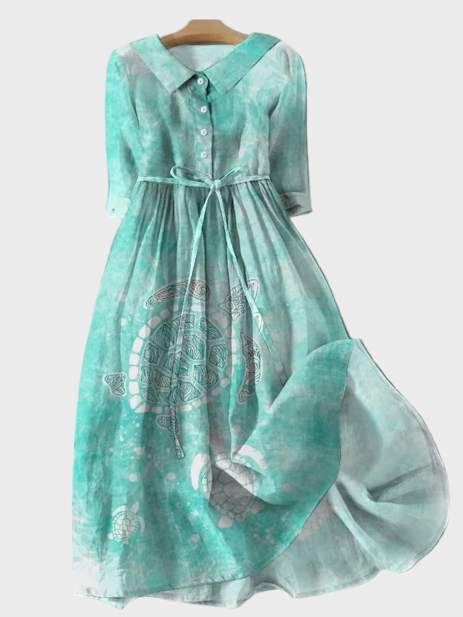 Robe Turquoise avec Motif Marin