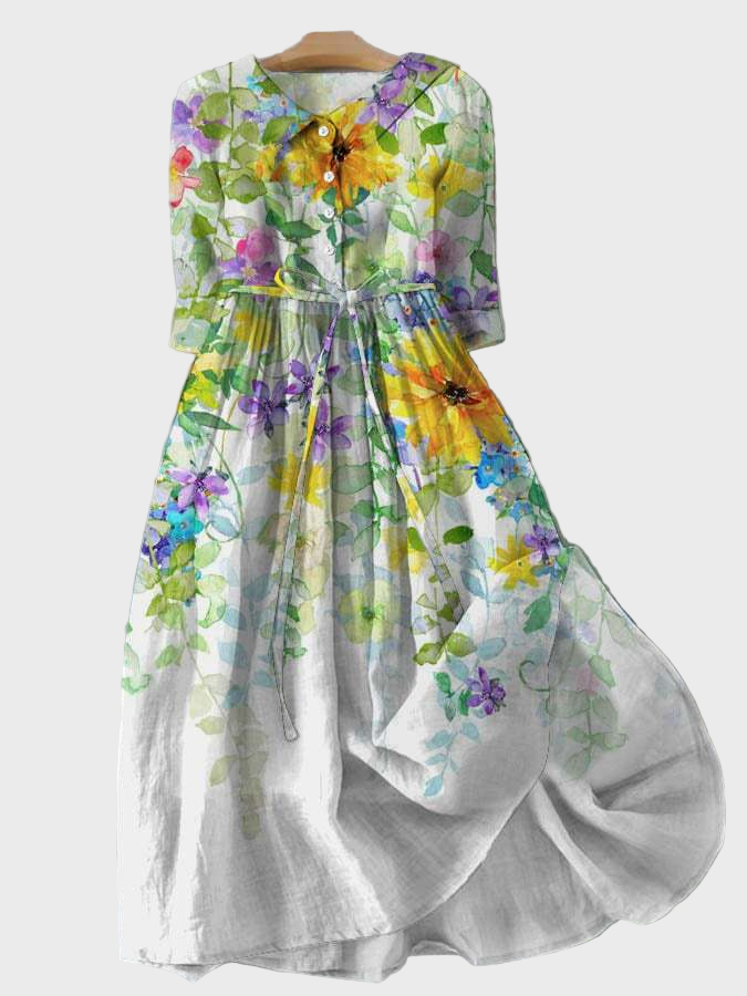 Robe avec Fleurs en Aquarelle