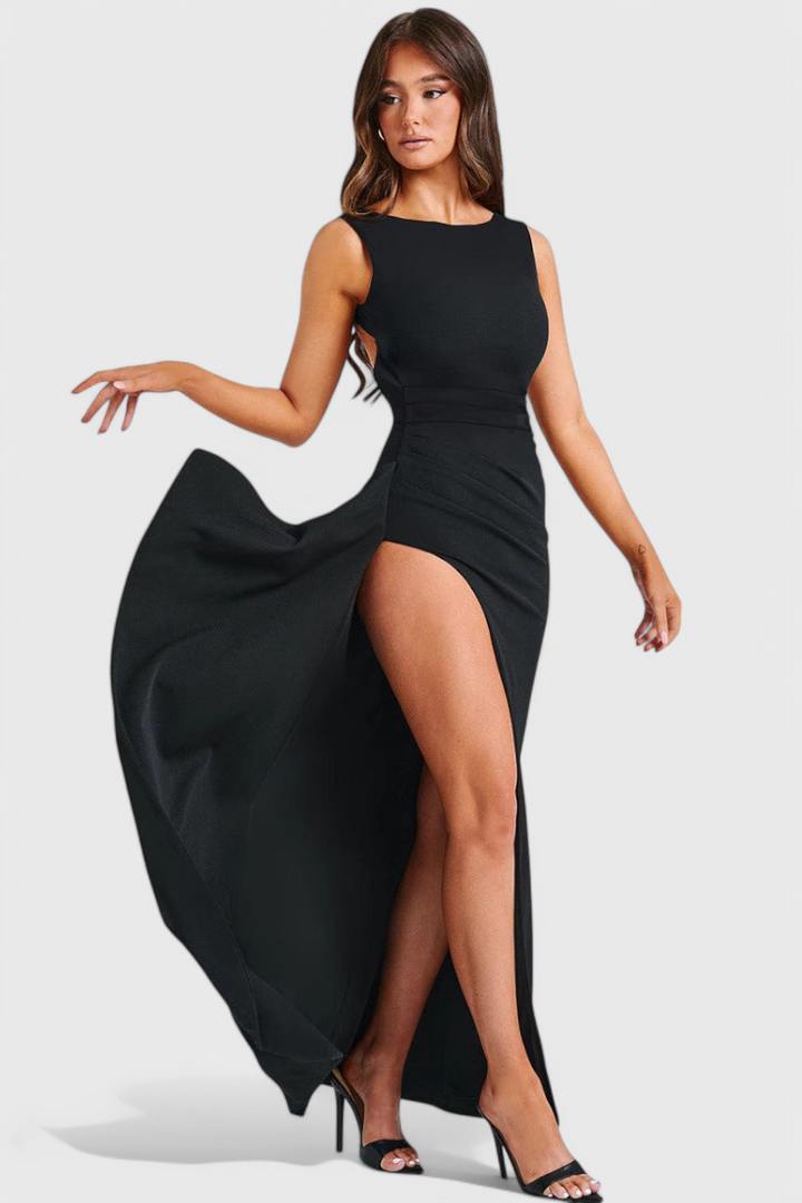 Robe en Soie avec Dos Nu et Grand Fente
