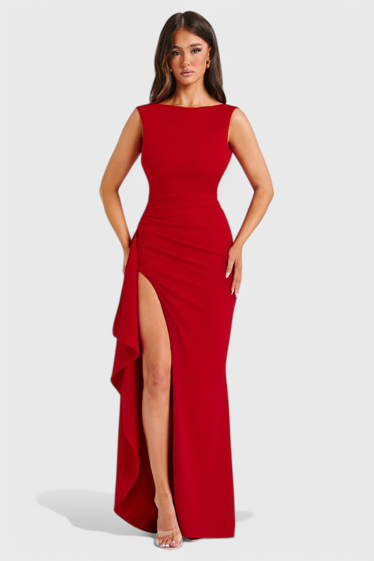 Robe en Soie avec Dos Nu et Grand Fente