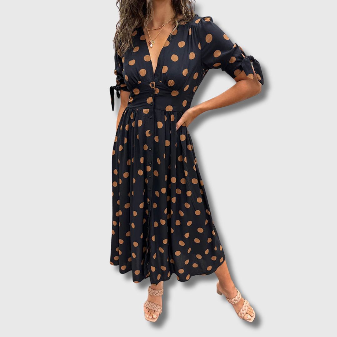 Monique – Robe vintage à pois pour femme