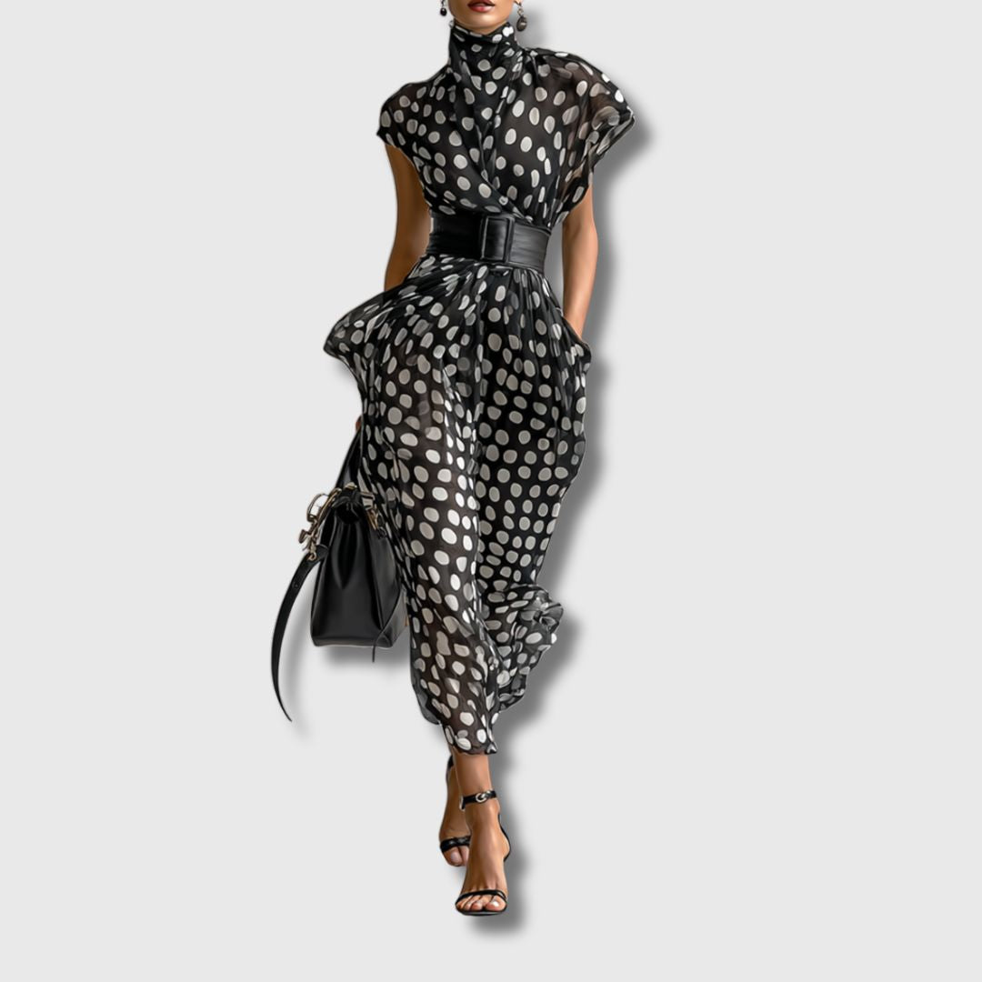 Andrea – Robe Maxi en Chiffon à Pois