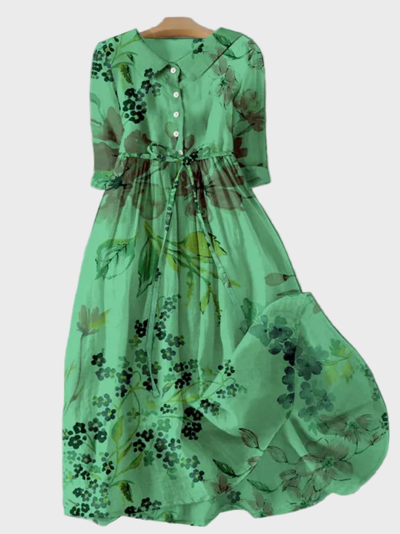 Robe Verte avec Motif Floral