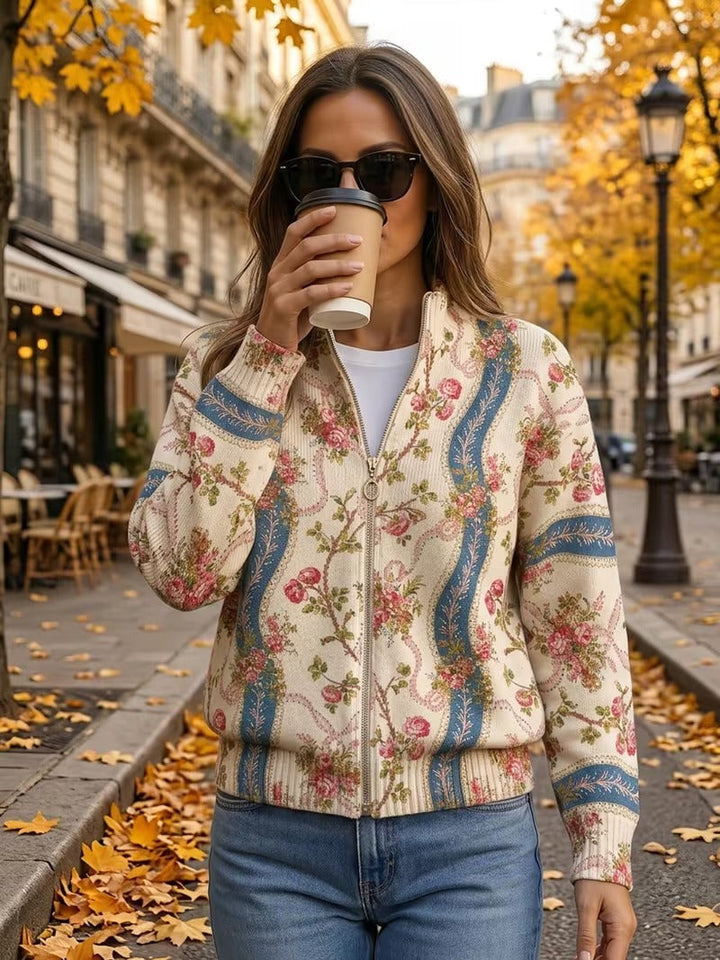 Rosalind | Cardigan en laine à roses grimpantes