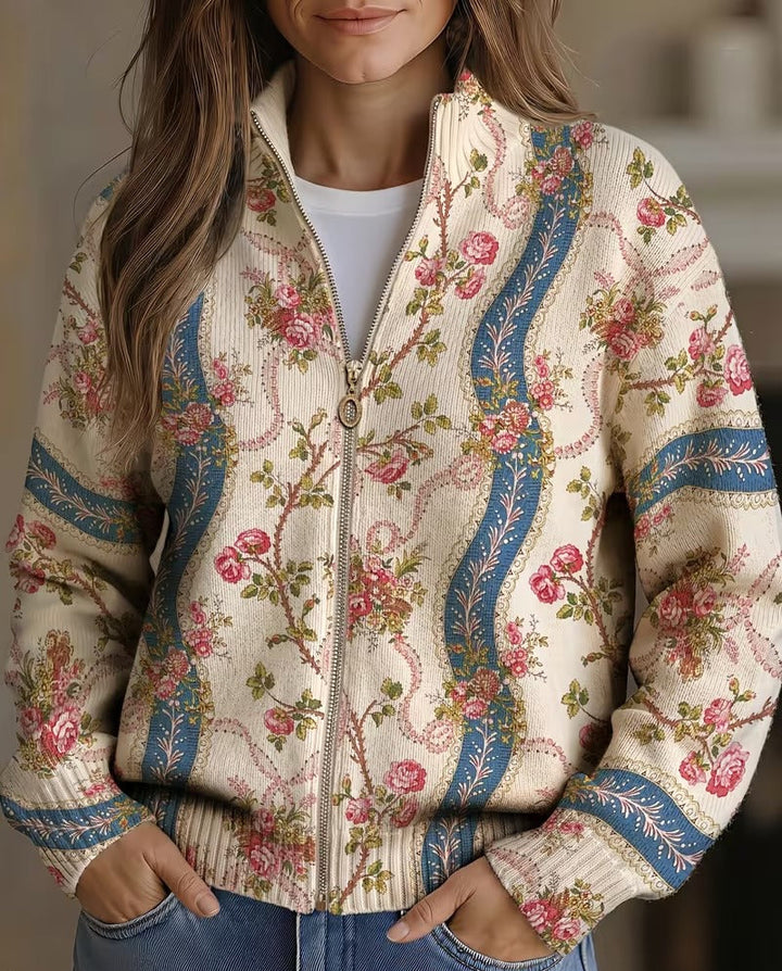 Rosalind | Cardigan en laine à roses grimpantes
