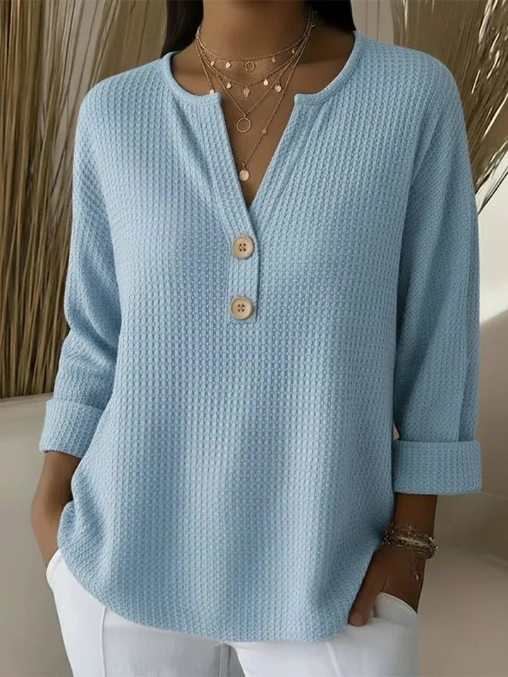 Lucía | T-shirt Henley gaufrée avec boutons