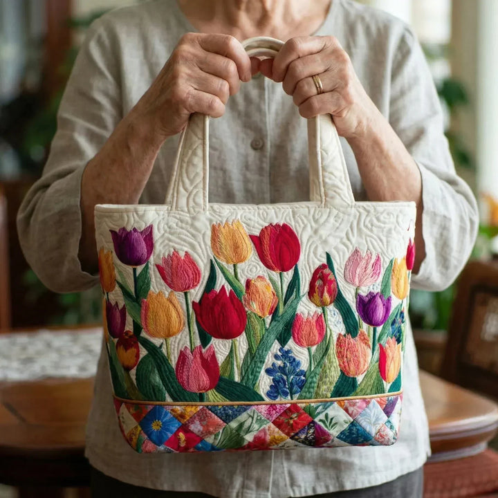 Sac tote matelassé - Jardin de tulipes