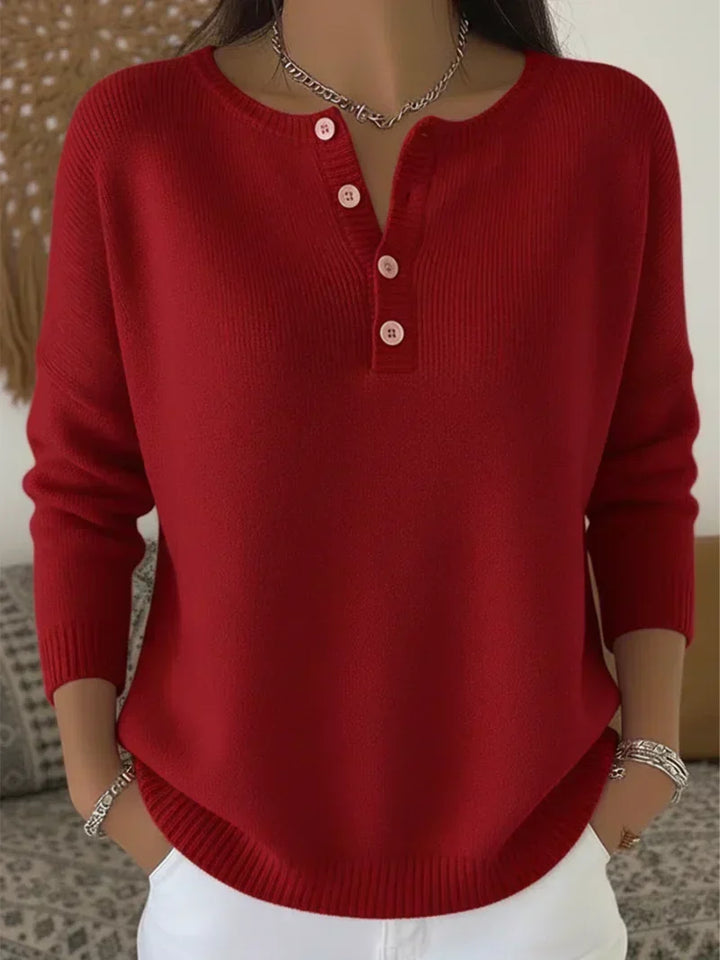 Helena | Pull en Tricot avec Boutons Henley