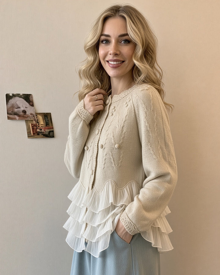 Nathalie | Cardigan texturé à volants